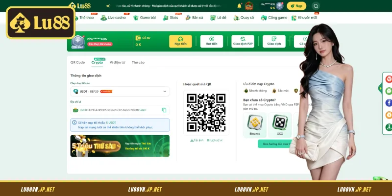Hướng dẫn các bước nạp tiền Lu88