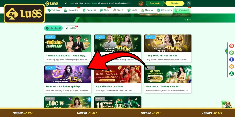 Tổng quan về ưu đãi hoàn trả 1.5% Lu88