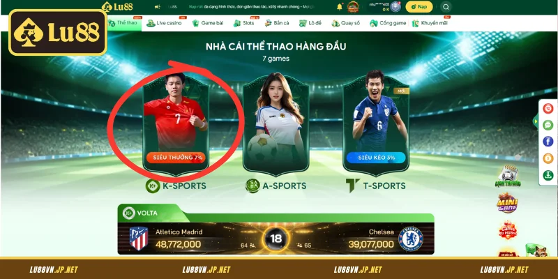 Ưu điểm vượt trội khi đặt cược tại sảnh K-Sports Lu88